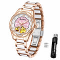 Vetra Women Watches Automatic Luxury Diamond Dress Ladies Watch Fashion Waterproof Ceramic Strap Rose Gold Self Winding Female Wrist Watch