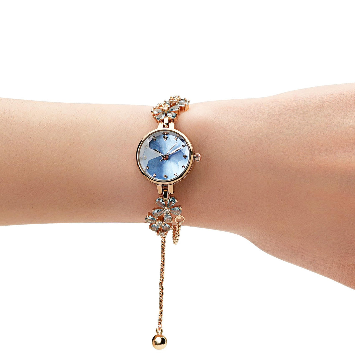 TIME100 Women's Bracelet Watches Ladies Quartz Wrist Watch with Green Dial Bezel with Crystals in Movement Bracelet Strap with Diamonds Waterproof