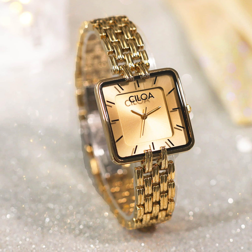 Women's Leather Strap Watch Dainty Elegant Gold Watches for Women Classic Casual Fashion Square Ladies Watch Gifts Present for Her