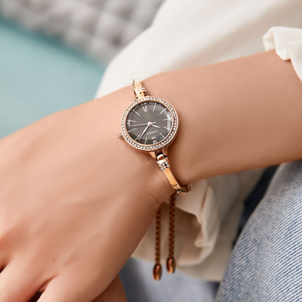TIME100 Women's Bracelet Watches Ladies Quartz Wrist Watch with Green Dial Bezel with Crystals in Movement Bracelet Strap with Diamonds Waterproof