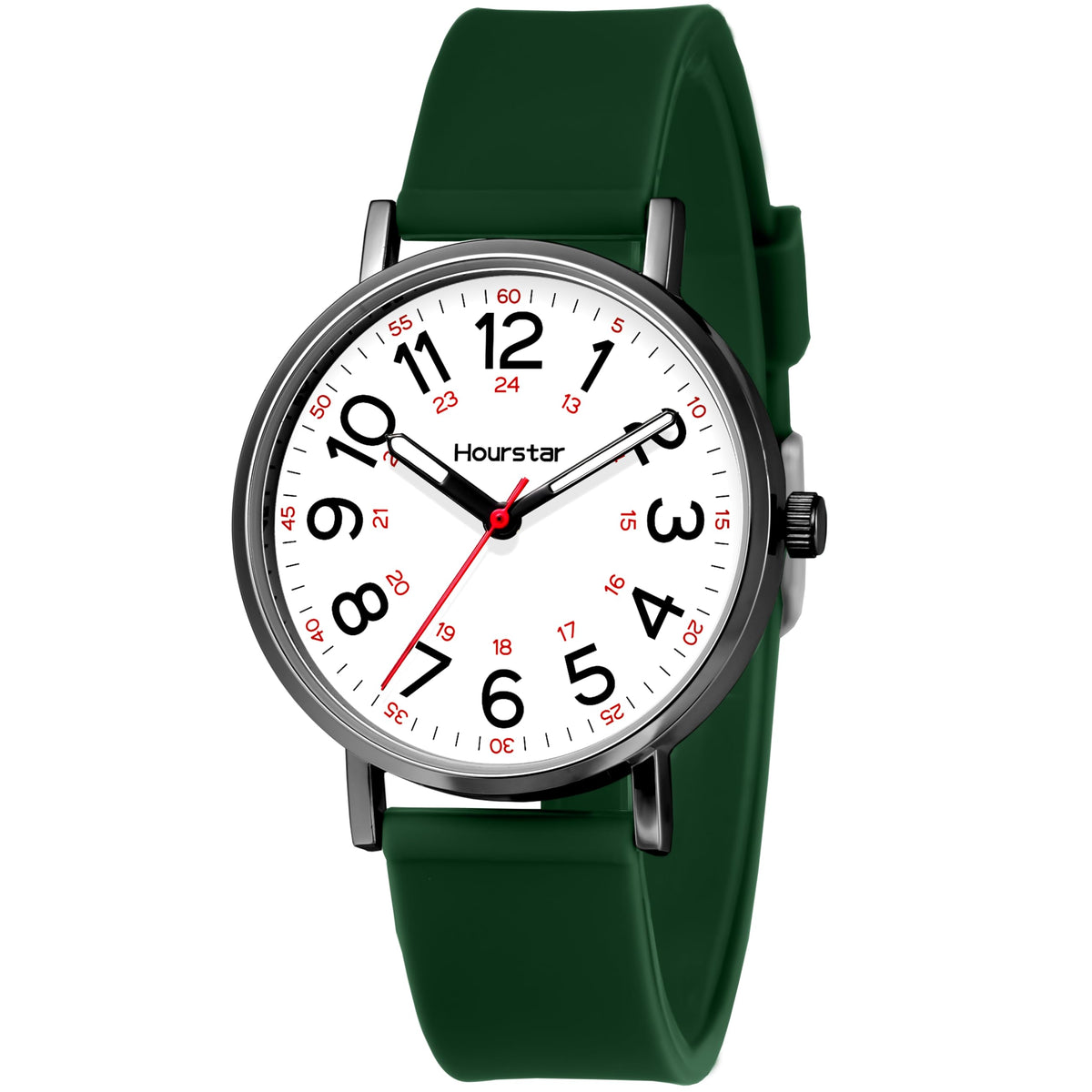 Women's Analog Nurse Watch with Second Hand for Nursing, 12/24 Time, Silicone Band, Easy Read