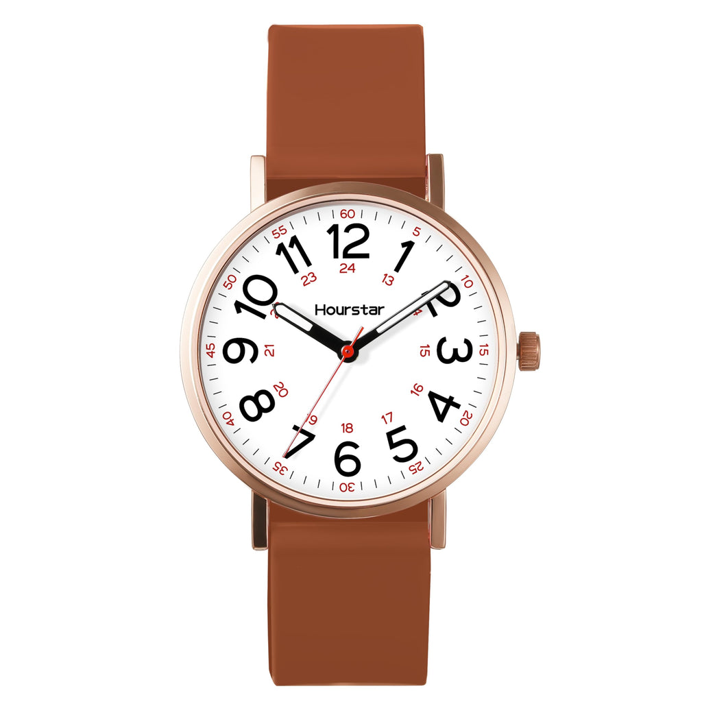 Women's Analog Nurse Watch with Second Hand for Nursing, 12/24 Time, Silicone Band, Easy Read