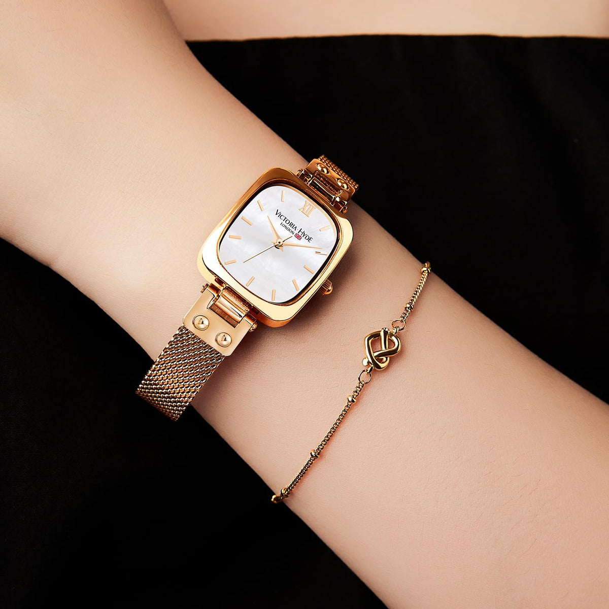 VICTORIA HYDE Dainty Women's Wrist Watch, Rectangle Watches for Women, Womens Watch with Stainless Steel Bracelet or Leather Band