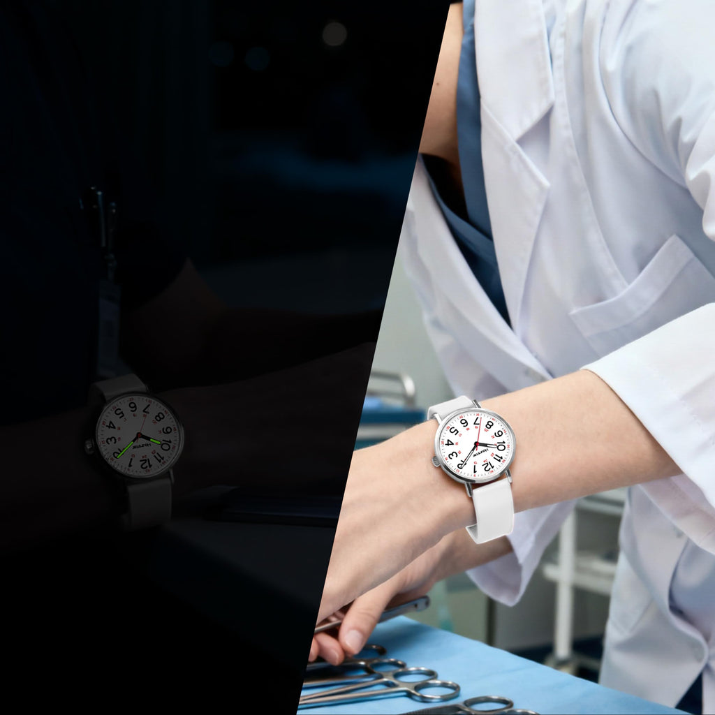 Women's Analog Nurse Watch with Second Hand for Nursing, 12/24 Time, Silicone Band, Easy Read