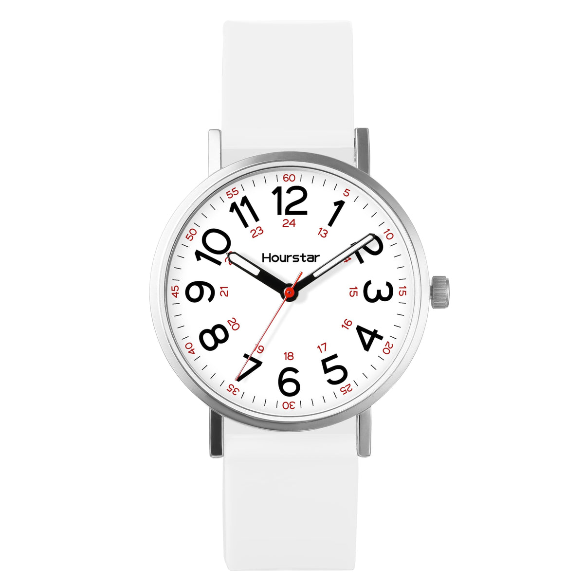 Women's Analog Nurse Watch with Second Hand for Nursing, 12/24 Time, Silicone Band, Easy Read