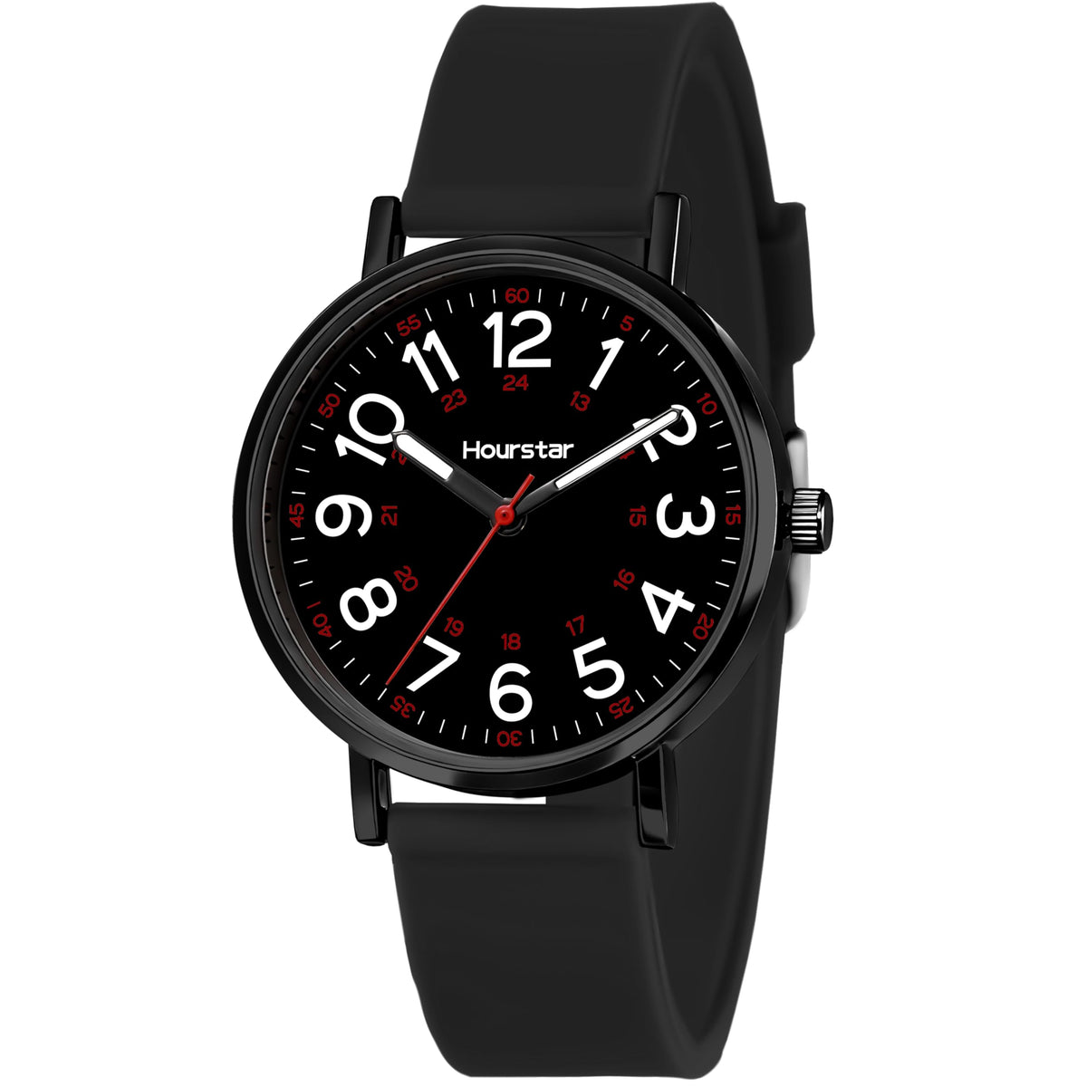 Women's Analog Nurse Watch with Second Hand for Nursing, 12/24 Time, Silicone Band, Easy Read