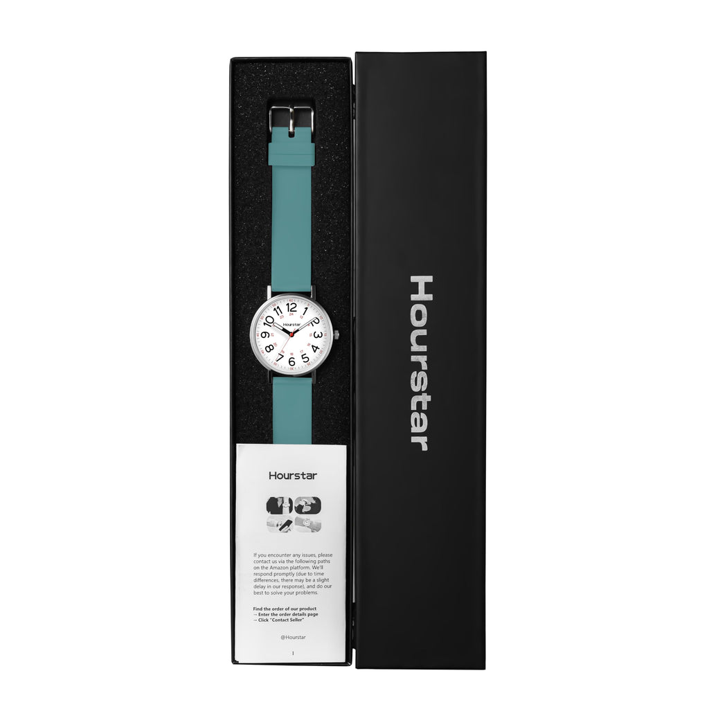 Women's Analog Nurse Watch with Second Hand for Nursing, 12/24 Time, Silicone Band, Easy Read