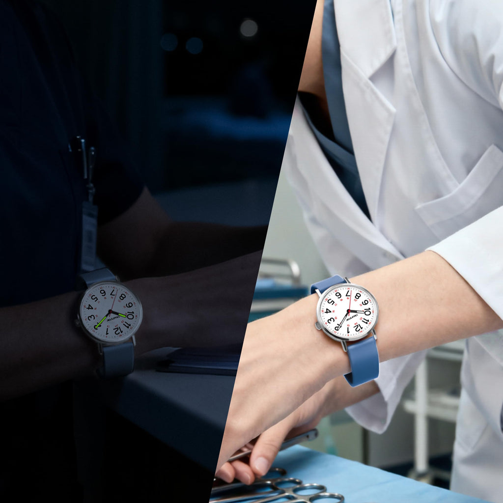 Women's Analog Nurse Watch with Second Hand for Nursing, 12/24 Time, Silicone Band, Easy Read