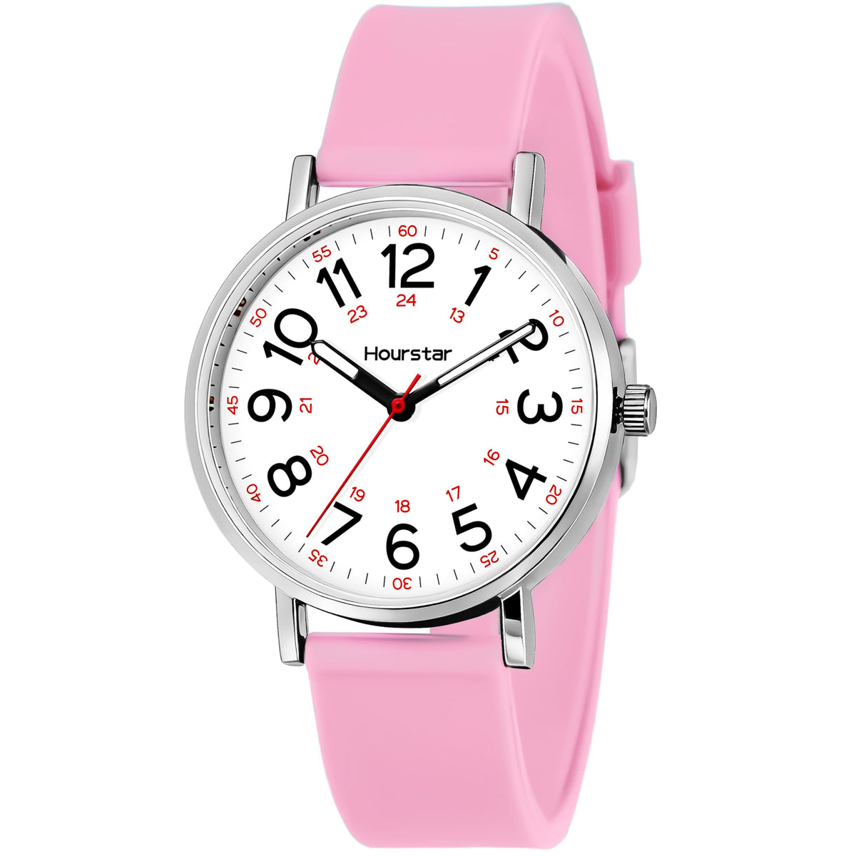 Women's Analog Nurse Watch with Second Hand for Nursing, 12/24 Time, Silicone Band, Easy Read