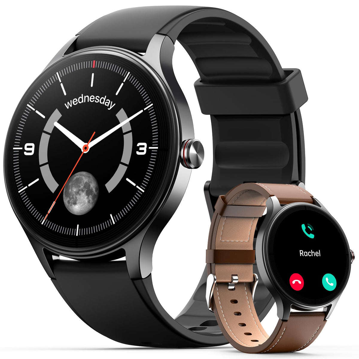 Woneligo Smart Watch for Women,1.57inch AMOLED Touchscreen Fitness Watch for iPhone & Android,Heart Rate/Sp02/Sleep Monitor,110+ Sport Modes IP68 Waterproof Bluetooth Calls,2 Bands (Pink, 1.57)