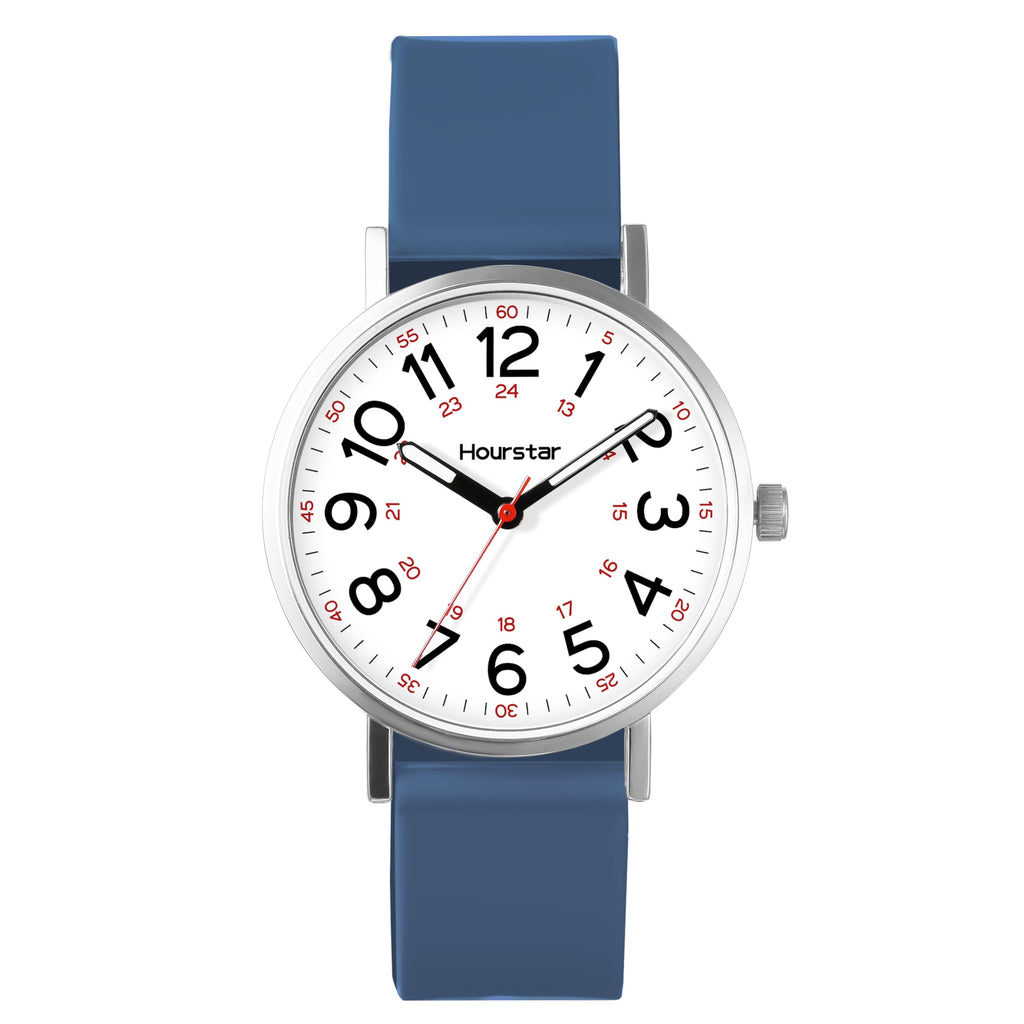Women's Analog Nurse Watch with Second Hand for Nursing, 12/24 Time, Silicone Band, Easy Read