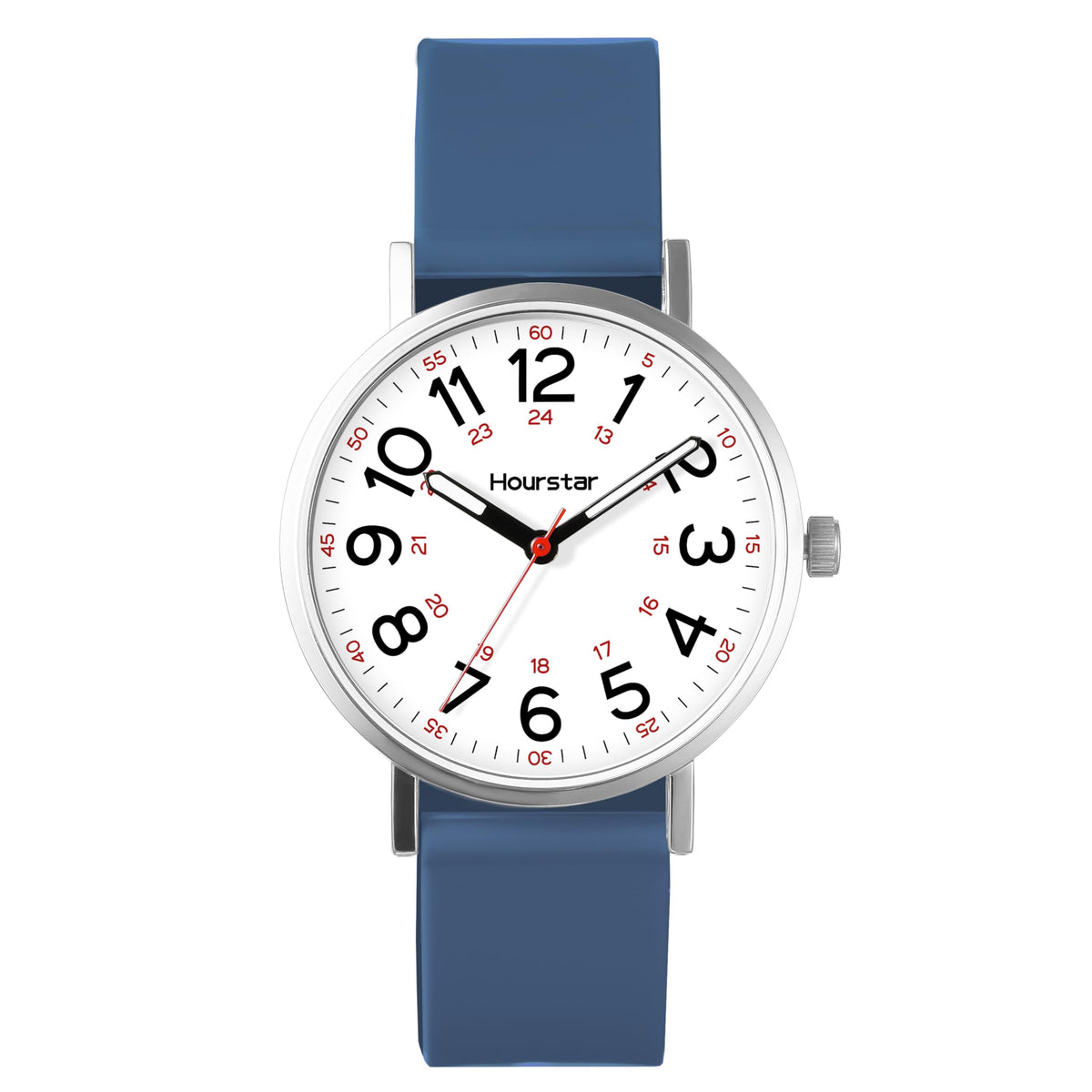 Women's Analog Nurse Watch with Second Hand for Nursing, 12/24 Time, Silicone Band, Easy Read
