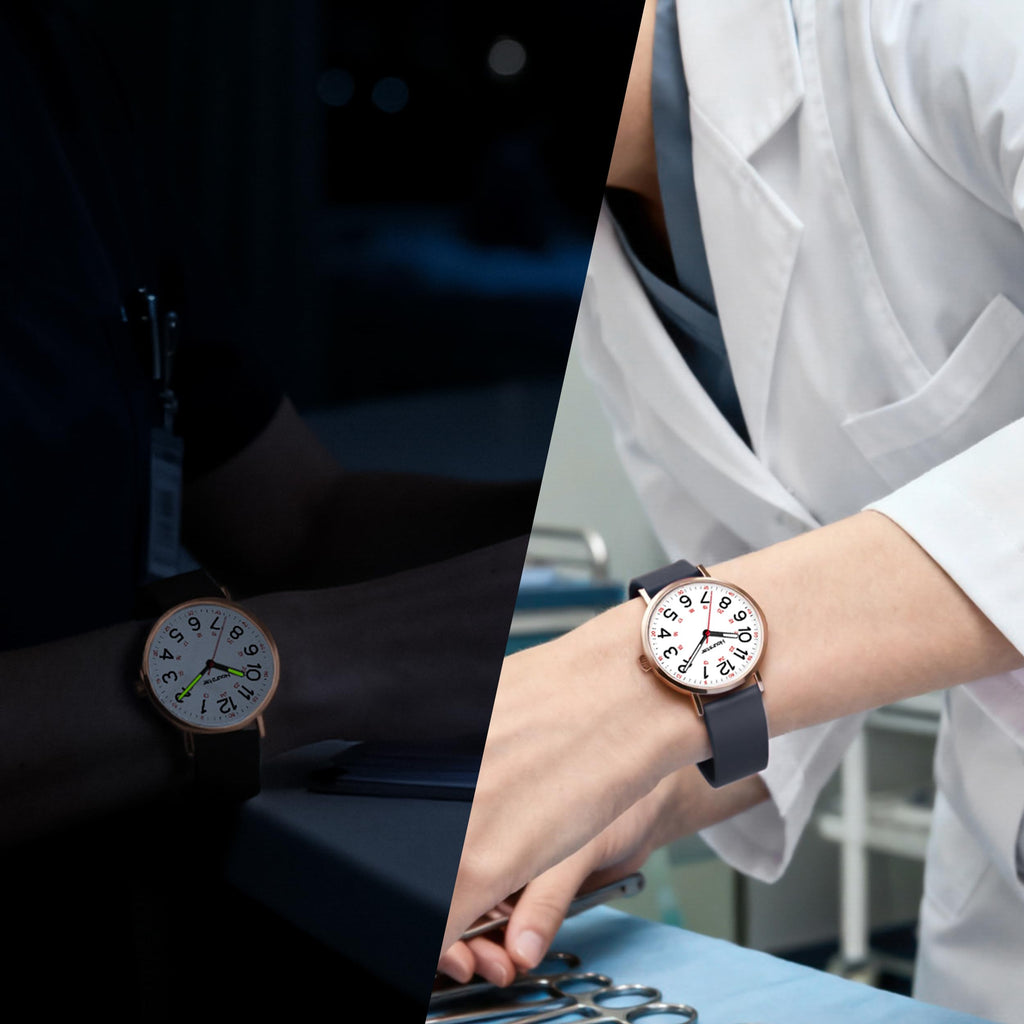 Women's Analog Nurse Watch with Second Hand for Nursing, 12/24 Time, Silicone Band, Easy Read