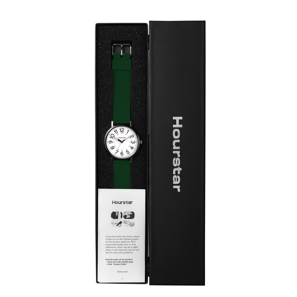 Women's Analog Nurse Watch with Second Hand for Nursing, 12/24 Time, Silicone Band, Easy Read
