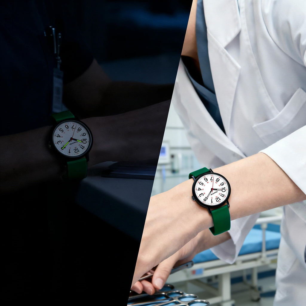 Women's Analog Nurse Watch with Second Hand for Nursing, 12/24 Time, Silicone Band, Easy Read