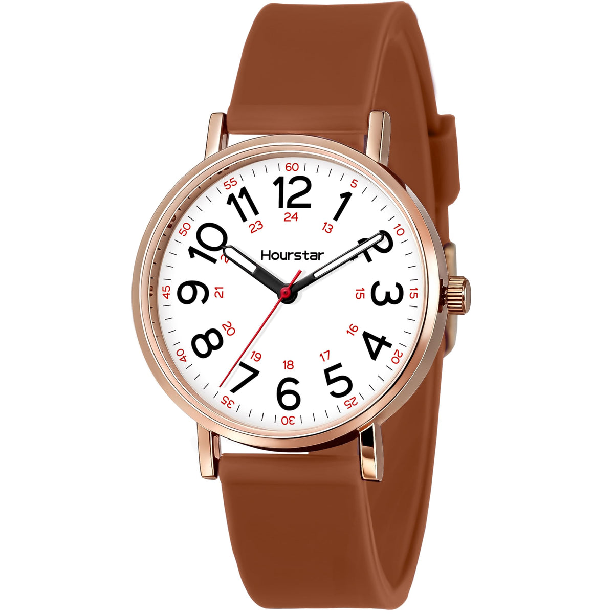 Women's Analog Nurse Watch with Second Hand for Nursing, 12/24 Time, Silicone Band, Easy Read