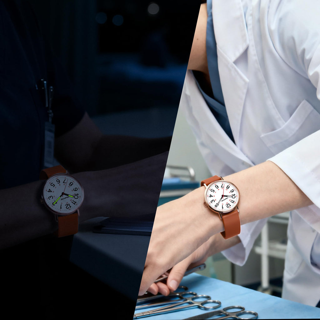 Women's Analog Nurse Watch with Second Hand for Nursing, 12/24 Time, Silicone Band, Easy Read