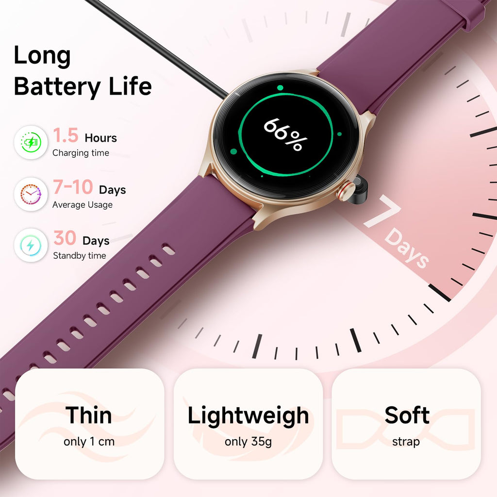 Woneligo Smart Watch for Women,1.57inch AMOLED Touchscreen Fitness Watch for iPhone & Android,Heart Rate/Sp02/Sleep Monitor,110+ Sport Modes IP68 Waterproof Bluetooth Calls,2 Bands (Pink, 1.57)