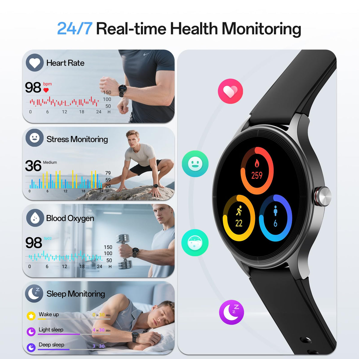 Woneligo Smart Watch for Women,1.57inch AMOLED Touchscreen Fitness Watch for iPhone & Android,Heart Rate/Sp02/Sleep Monitor,110+ Sport Modes IP68 Waterproof Bluetooth Calls,2 Bands (Pink, 1.57)