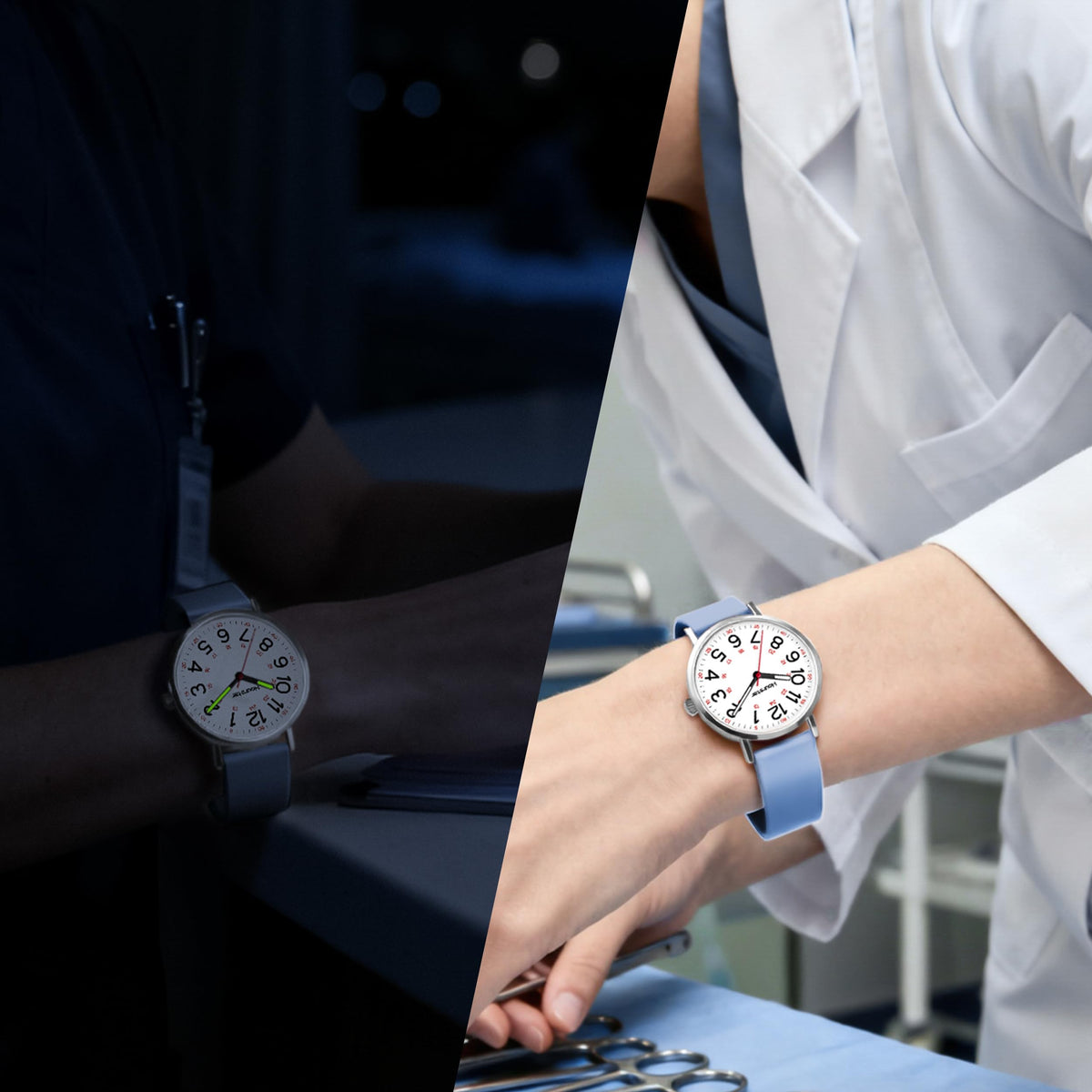 Women's Analog Nurse Watch with Second Hand for Nursing, 12/24 Time, Silicone Band, Easy Read
