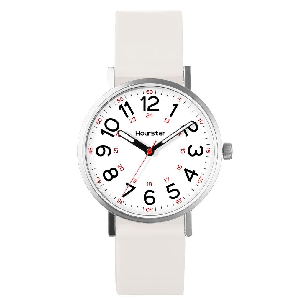 Women's Analog Nurse Watch with Second Hand for Nursing, 12/24 Time, Silicone Band, Easy Read