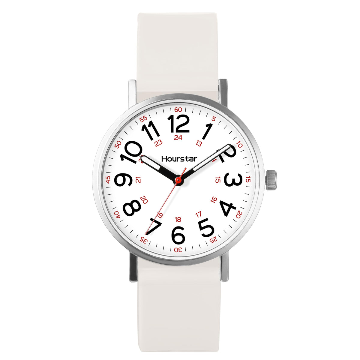 Women's Analog Nurse Watch with Second Hand for Nursing, 12/24 Time, Silicone Band, Easy Read