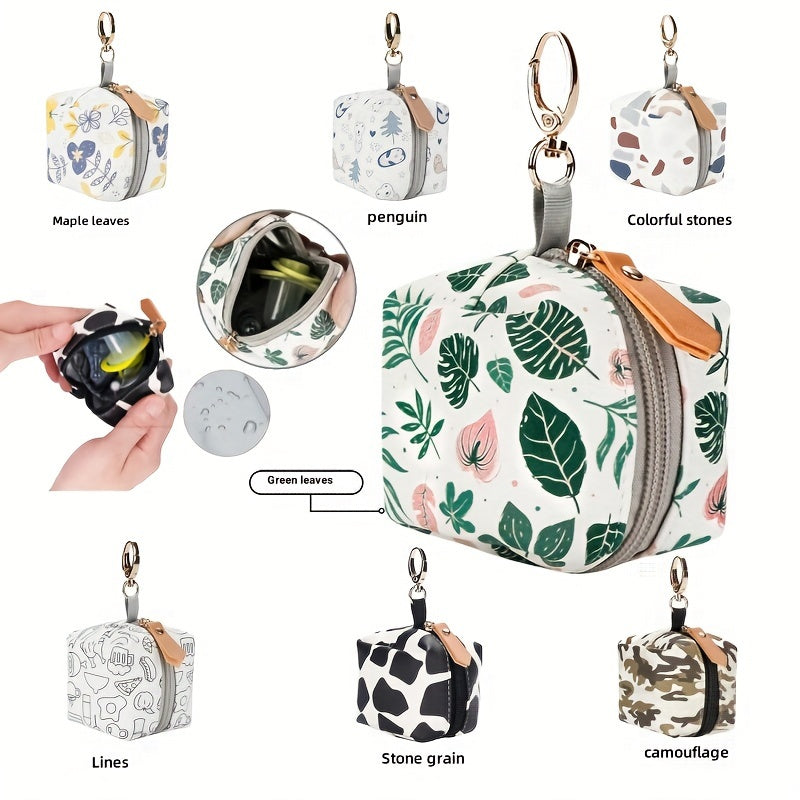2-Pack Waterproof PU Pacifier Pouch with Keychain Hook - Zip Pocket Stroller & Mommy Bag Organizer