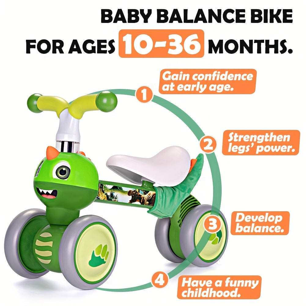 Toddler Balance Bike (Ages 10–36 Months) – No-Pedal Ride-On for Boys & Girls, EVA Wheels, Green