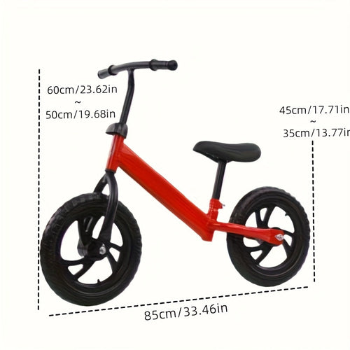 12-Inch Kids Balance Bike & Toddler Pedal-Less Scooter Baby Walker, Red