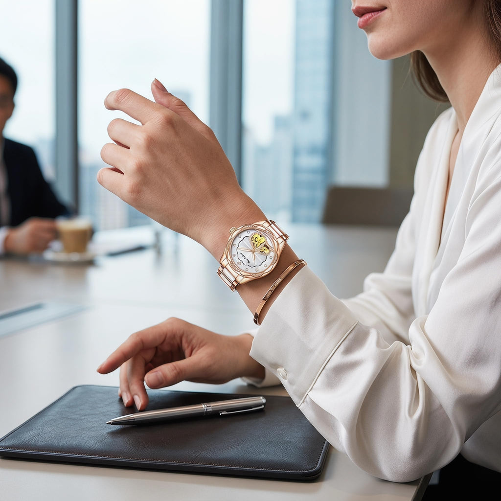 Vetra Women Watches Automatic Luxury Diamond Dress Ladies Watch Fashion Waterproof Ceramic Strap Rose Gold Self Winding Female Wrist Watch