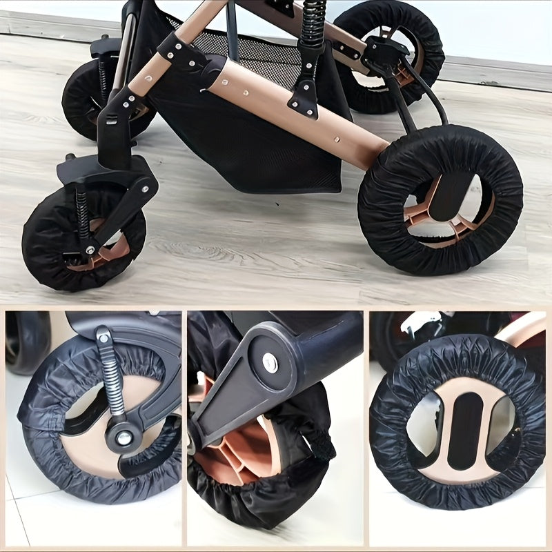4-Pack Stroller Wheel Covers - Polyester Dustproof & Scratch-Resistant Wheel Protectors, Easy-Clean Stroller Accessories for Indoor & Outdoor Travel, Gift for Parents