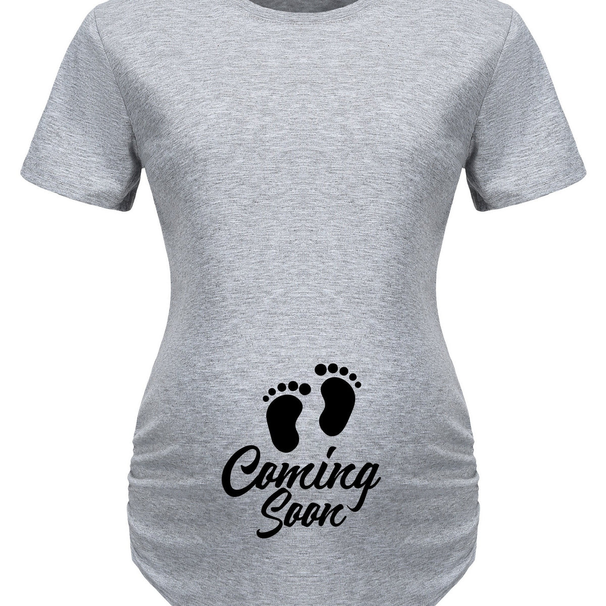 Maternity Casual Cartoon Cute Footprint Print Short Sleeve Slim Fit T-shirt For Summer Pregnancy Gift