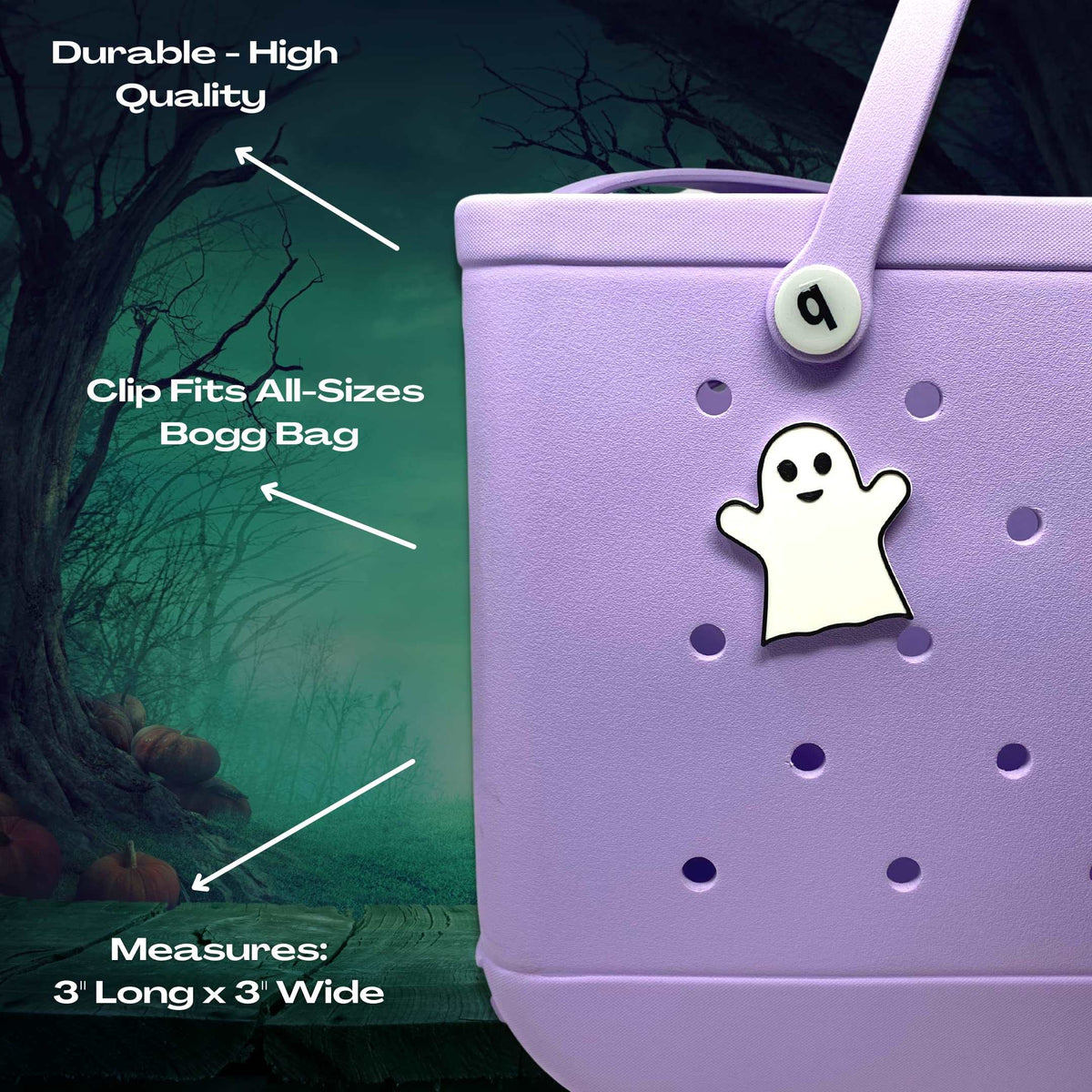 BOGLETS - Halloween Ghost Charm Compatible with Bogg Bags and Other Similar Tote Bags