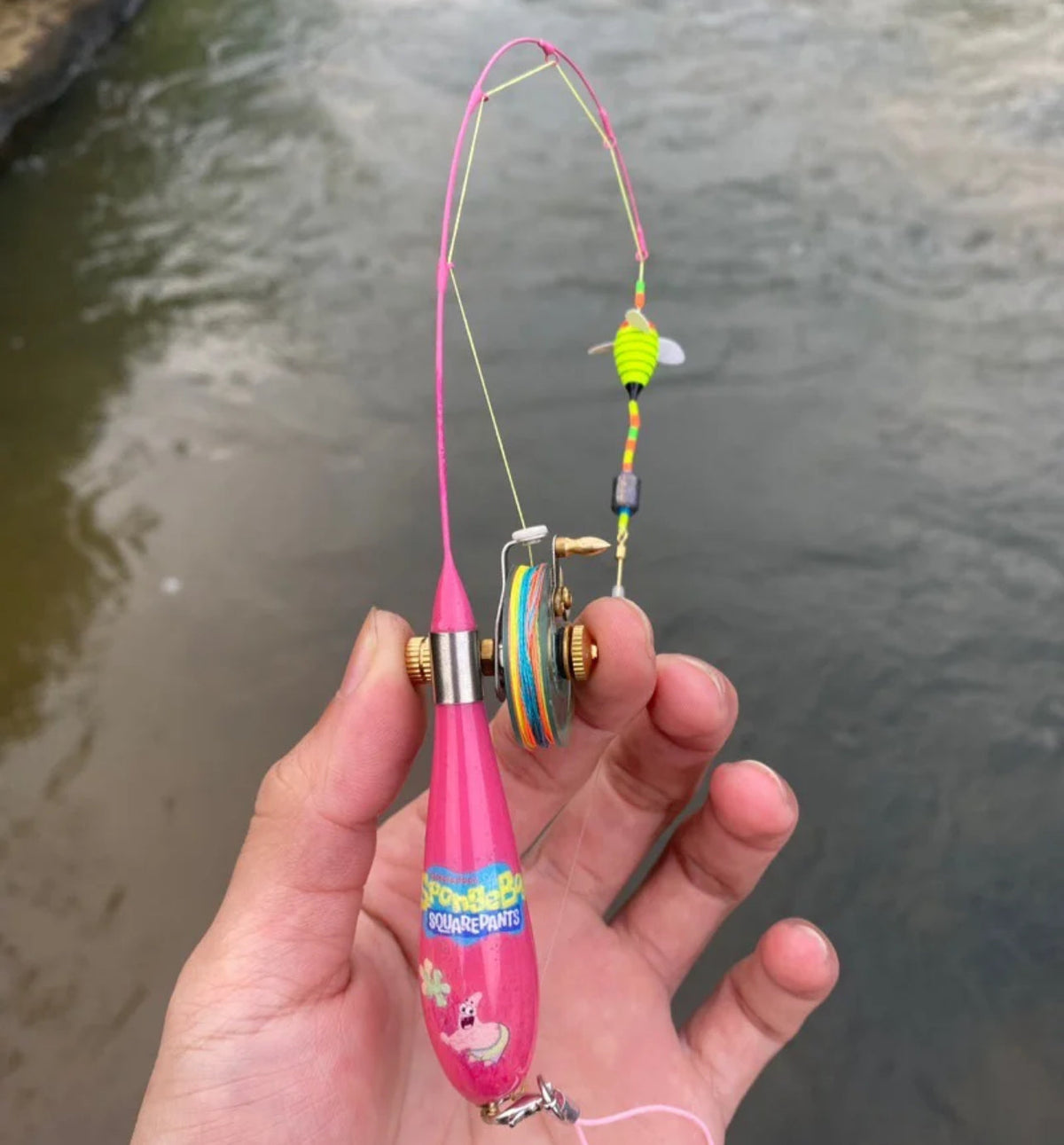 Handmade 38 cm Micro Fishing Rod with Mini Reel