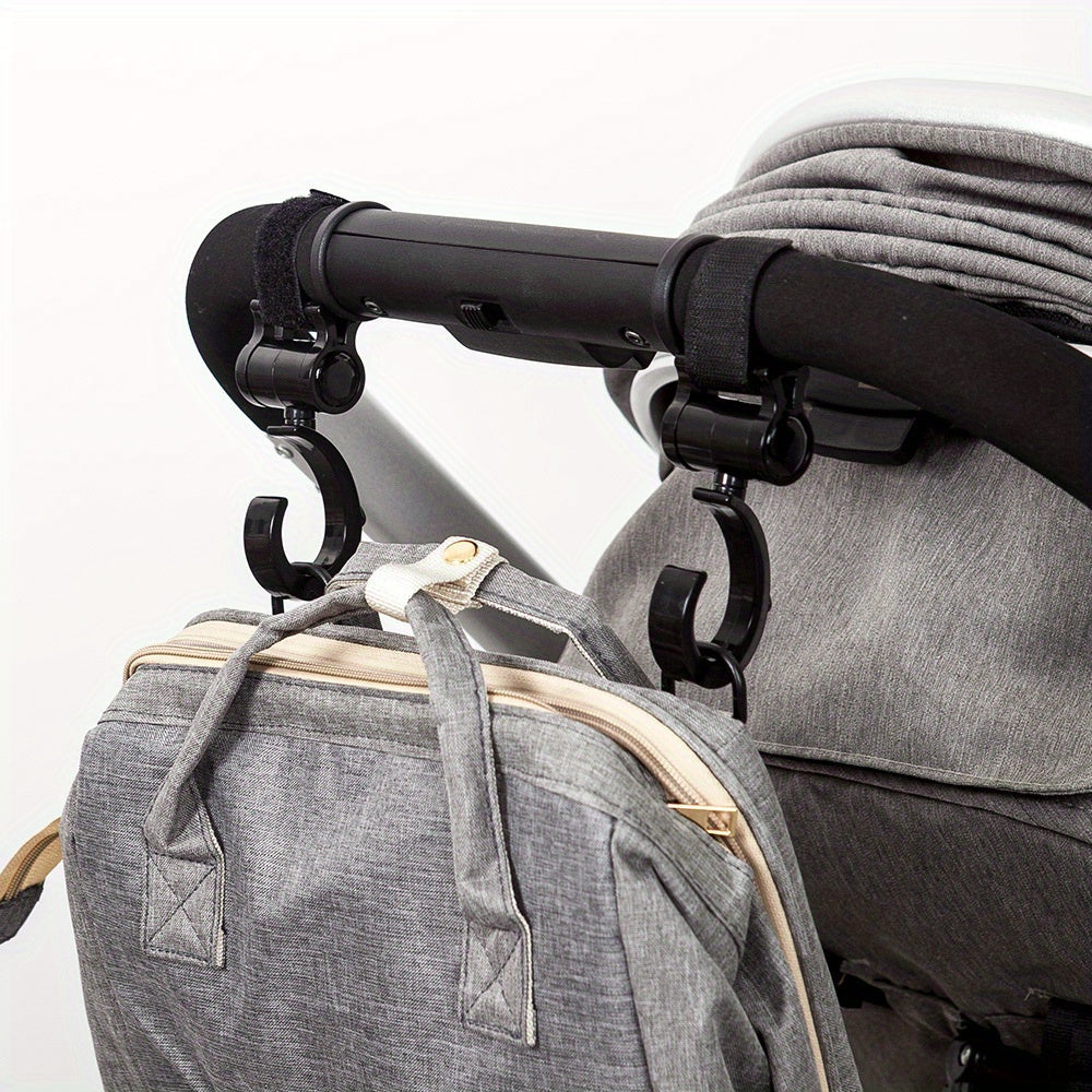 2-Pack 360° Rotating Stroller Hooks – Universal Pram Bag Hangers, Polycarbonate (PC)
