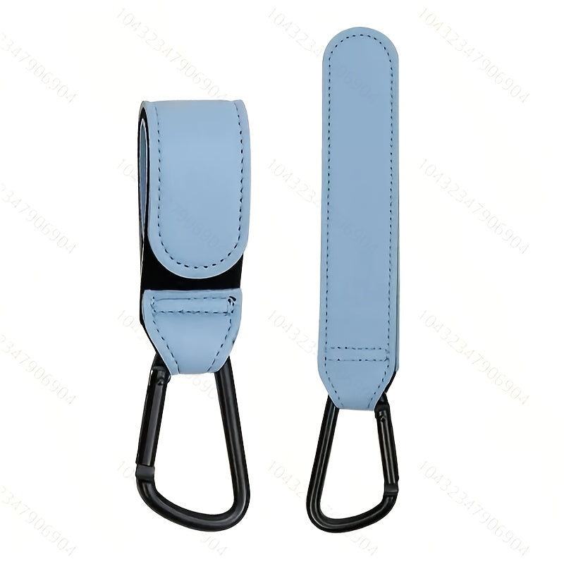 Faux Leather Stroller Hooks – Durable Multipurpose Stroller Hangers, Sleek Black Stroller Accessories, Ideal Gift for Moms