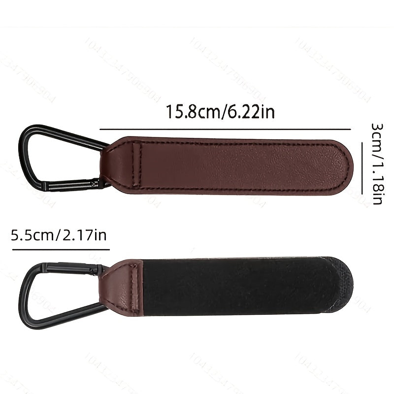 Faux Leather Stroller Hooks – Durable Multipurpose Stroller Hangers, Sleek Black Stroller Accessories, Ideal Gift for Moms