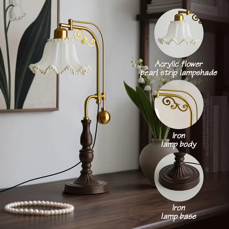 French Vintage Bedside Lamp Rustic Princess Style Decorative Night Light