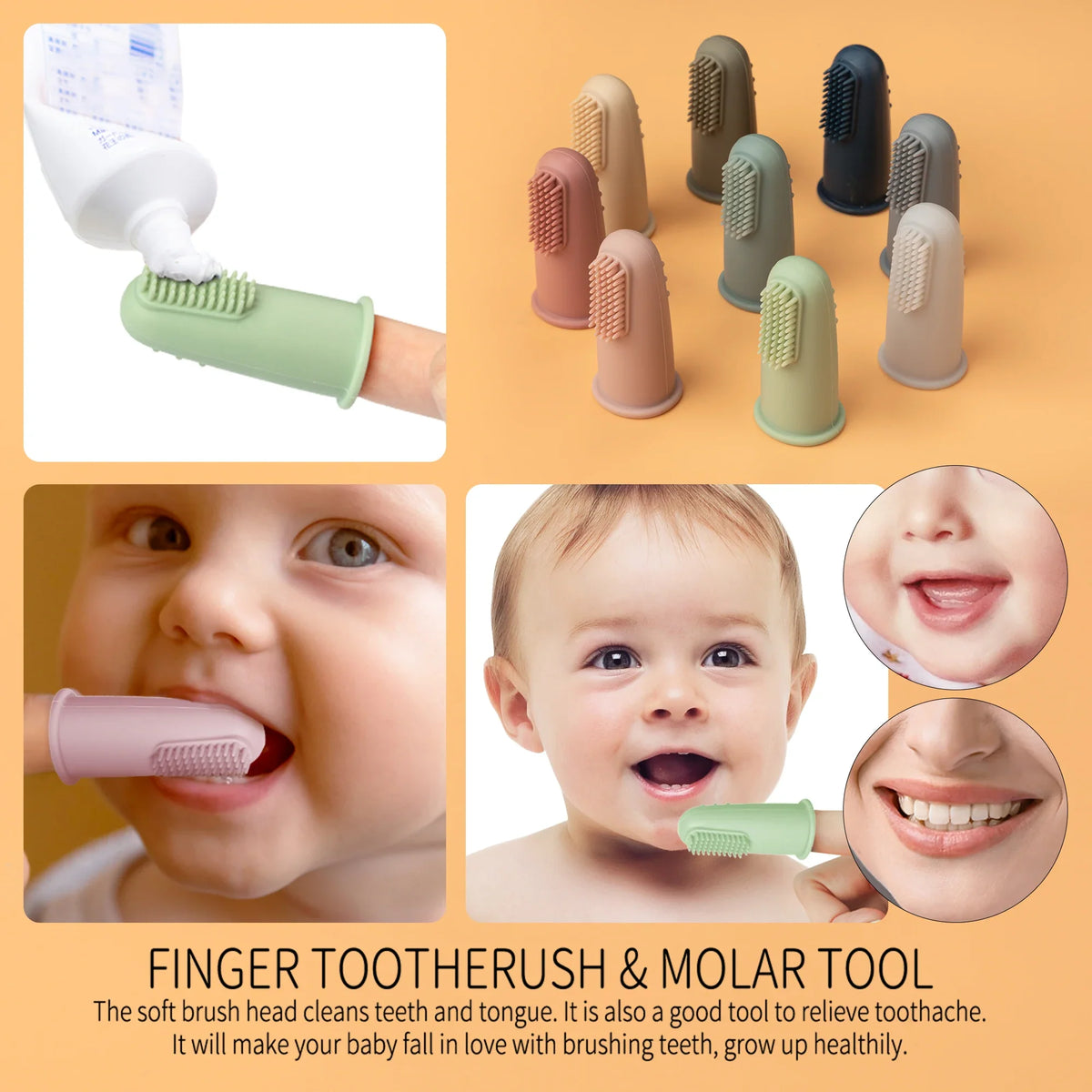 3PCS Baby Finger Toothbrush Set - Soft BPA-Free Oral Care for Infants and Toddlers