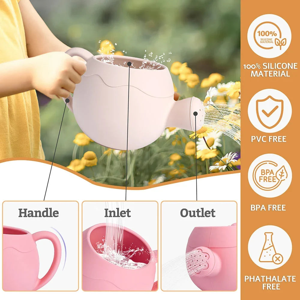 Cartoon Silicone Sprinkler Watering Can Toy for Kids Garden and Bath Play