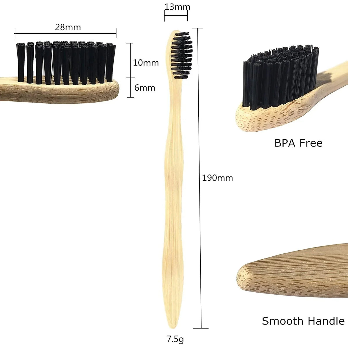 4PCS Charcoal Bamboo Toothbrushes - Extra Soft Natural Bristles for Adults & Kids, Zero Waste Biodegradable Toothbrush