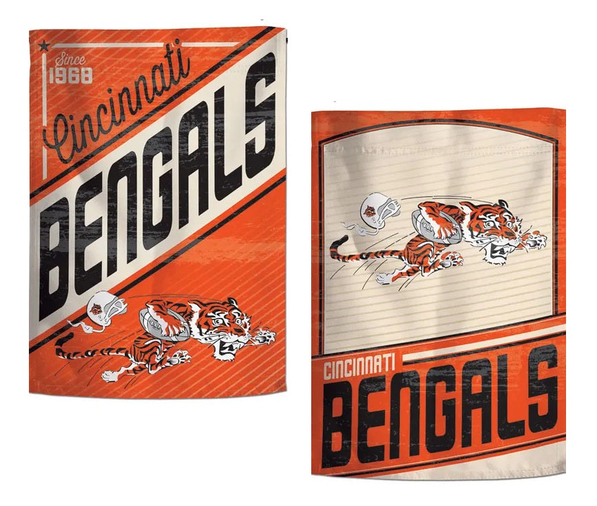 Cincinnati Bengals 2 Sided Garden Flag Retro Vintage Logo