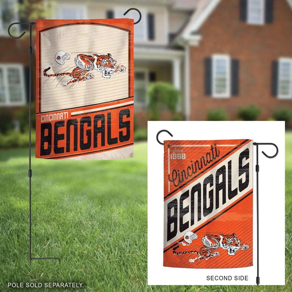 Cincinnati Bengals 2 Sided Garden Flag Retro Vintage Logo