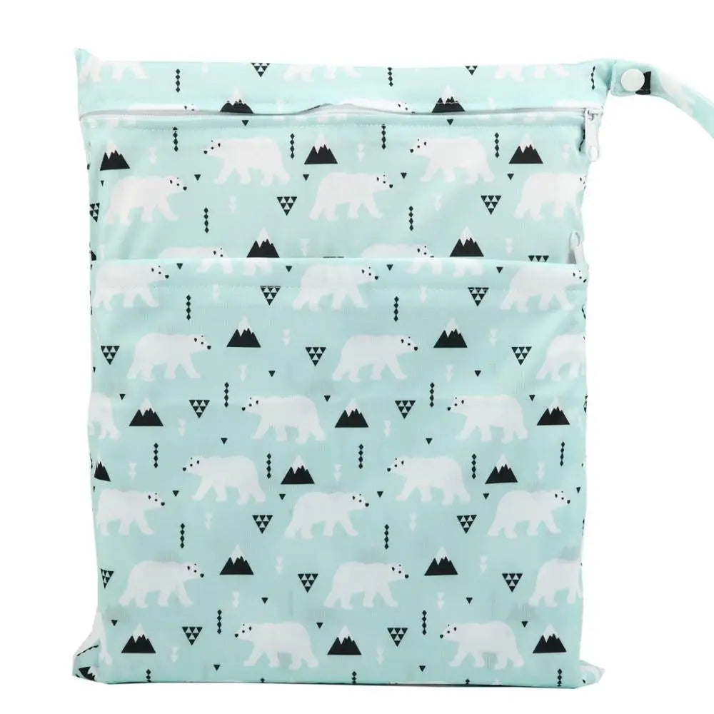 [Sigzagor] Waterproof Wet Dry Bag – Reusable Baby Diaper & Nappy Storage with Two Zippers (36cm x 29cm | 14.2in x 11.4in)