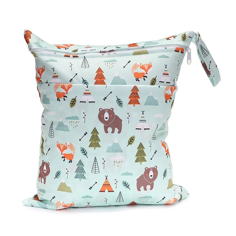 [Sigzagor] Waterproof Wet Dry Bag – Reusable Baby Diaper & Nappy Storage with Two Zippers (36cm x 29cm | 14.2in x 11.4in)