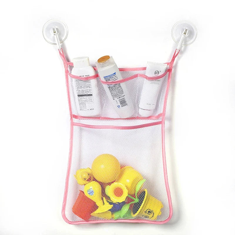 Baby Bath Toy Storage Bag with Strong Suction Cups – Duck and Frog Mesh Organizer