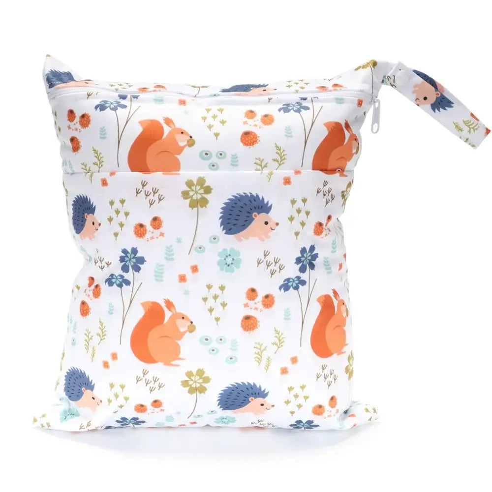 [Sigzagor] Waterproof Wet Dry Bag – Reusable Baby Diaper & Nappy Storage with Two Zippers (36cm x 29cm | 14.2in x 11.4in)
