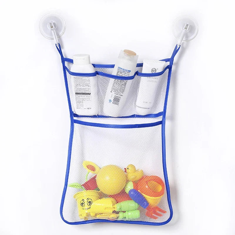 Baby Bath Toy Storage Bag with Strong Suction Cups – Duck and Frog Mesh Organizer