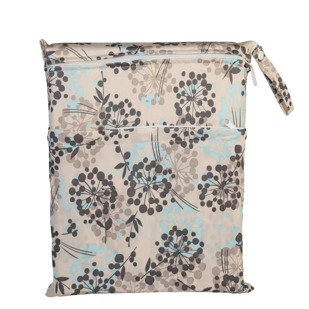 [Sigzagor] Waterproof Wet Dry Bag – Reusable Baby Diaper & Nappy Storage with Two Zippers (36cm x 29cm | 14.2in x 11.4in)