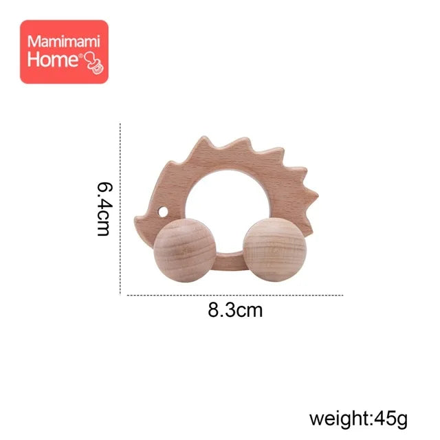 Beech Wood Car Teether – BPA-Free Wooden Baby Teething Toy, Montessori Cartoon Car, Eco-Friendly Baby Shower Gift
